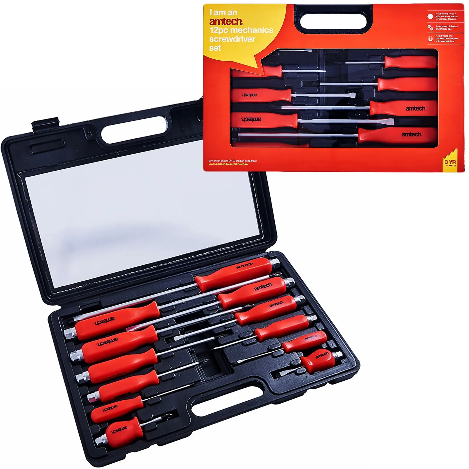 Amtech 12 Piece Mechanics Screwdriver Set in Case