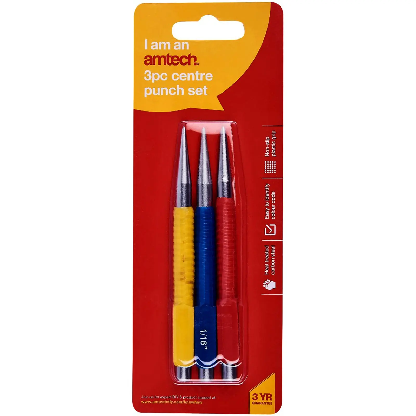 Amtech 3 Piece Colour Coded Centre Punch Set - Image 2