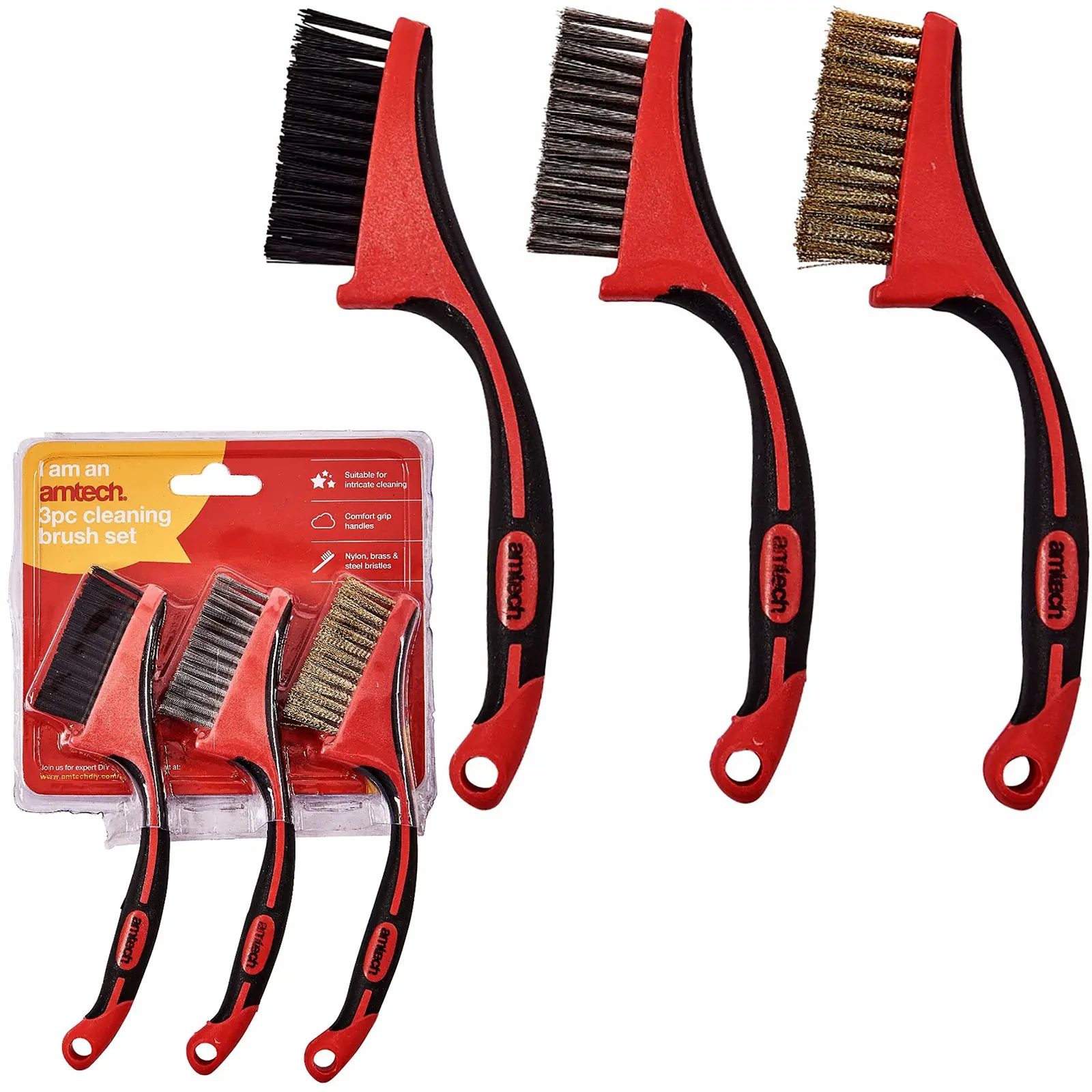 Amtech 3 Piece Mini Wire Brush Set