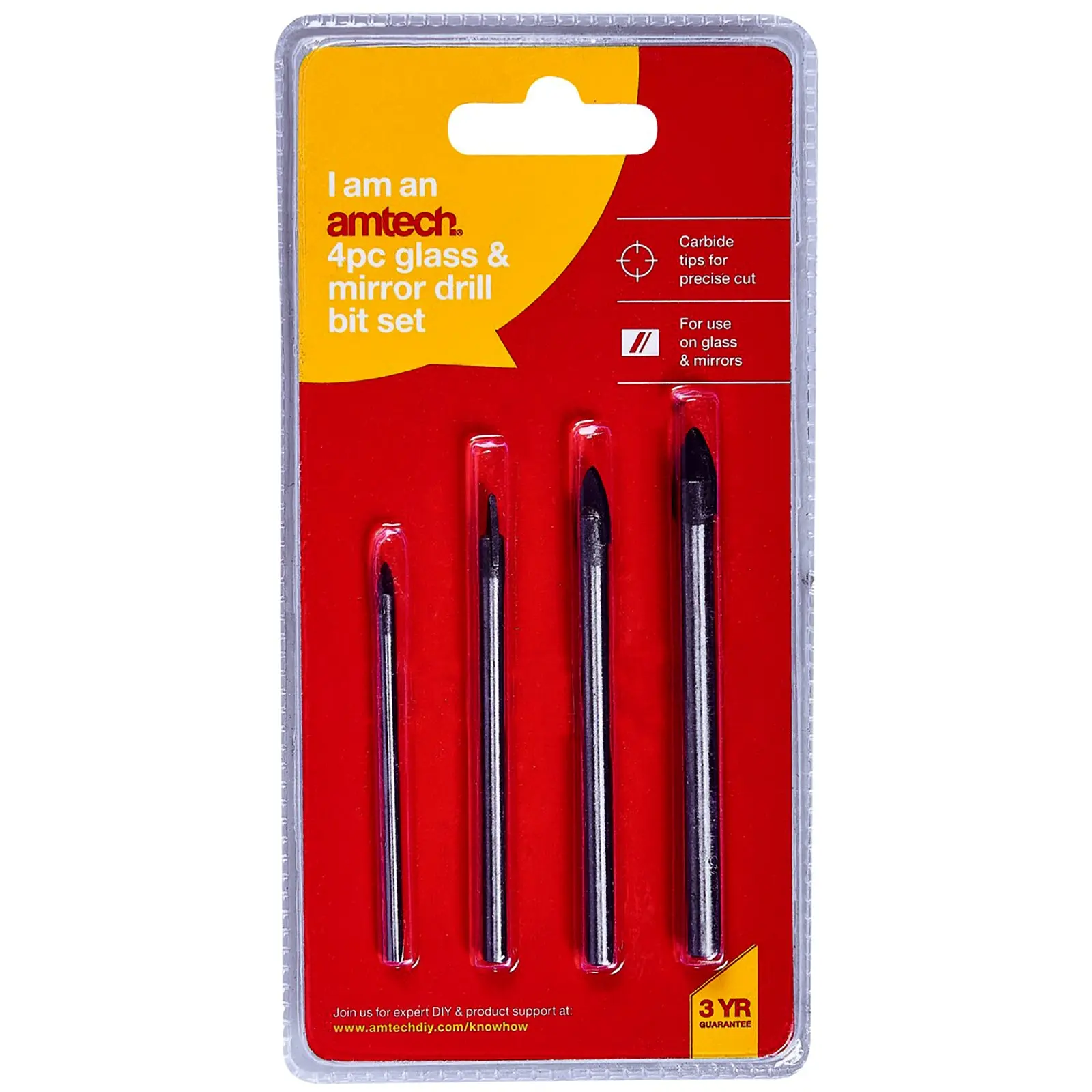 Amtech 4 Piece Glass and Mirror Drill Bit Set 3-8mm - Image 2