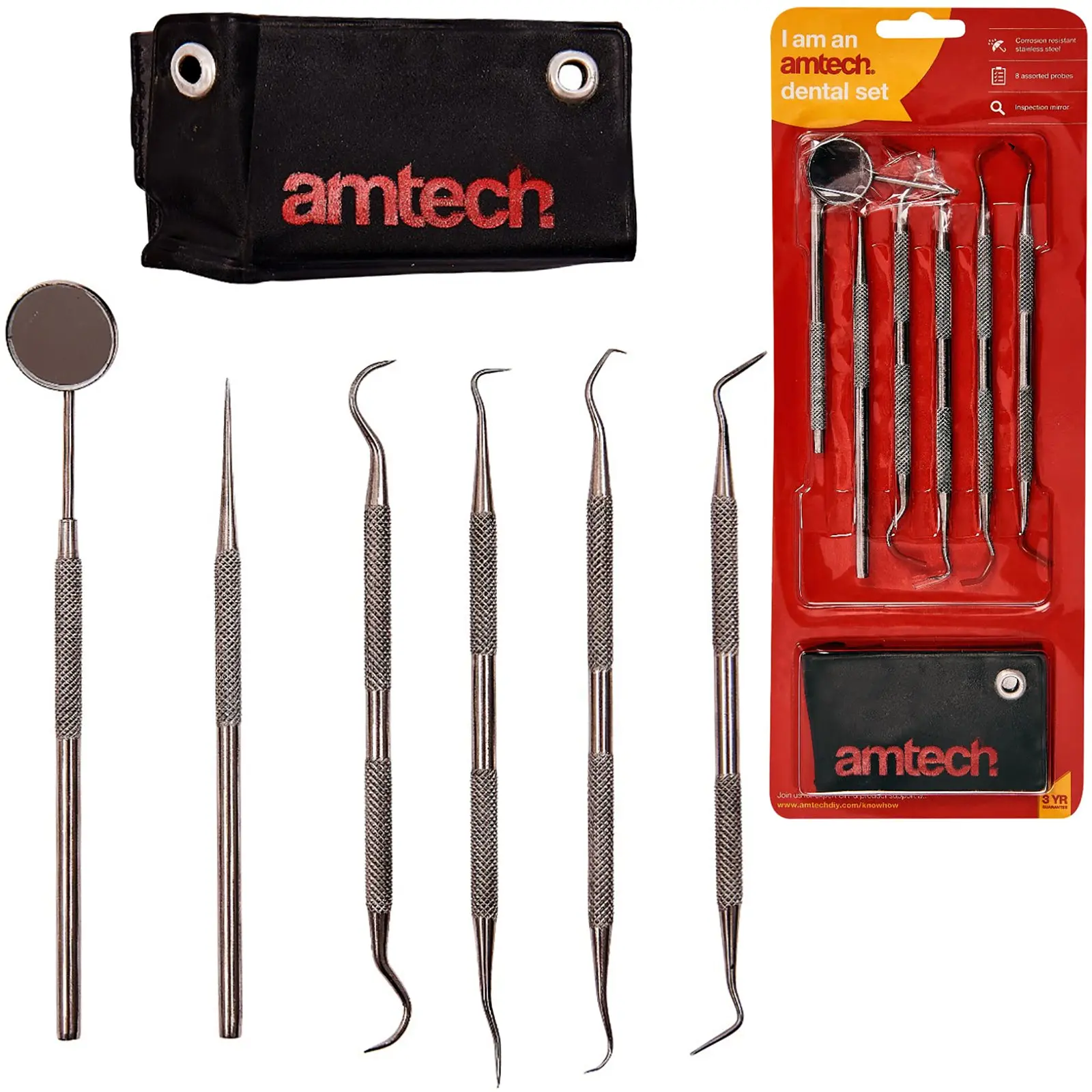 Amtech 6 Piece Stainless Steel Dental Probe Set