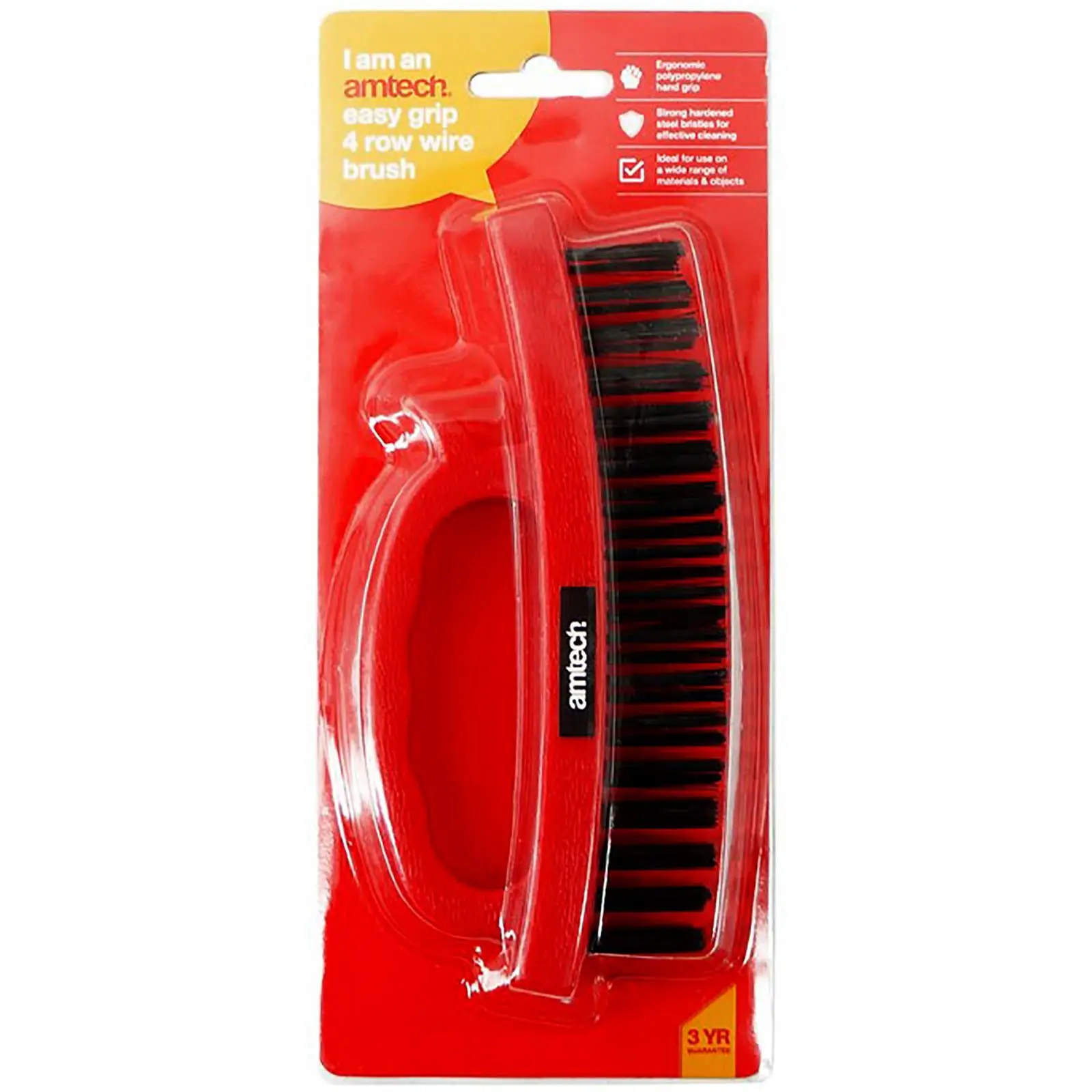 Amtech Easy Grip 4 Row Wire Brush - Image 2