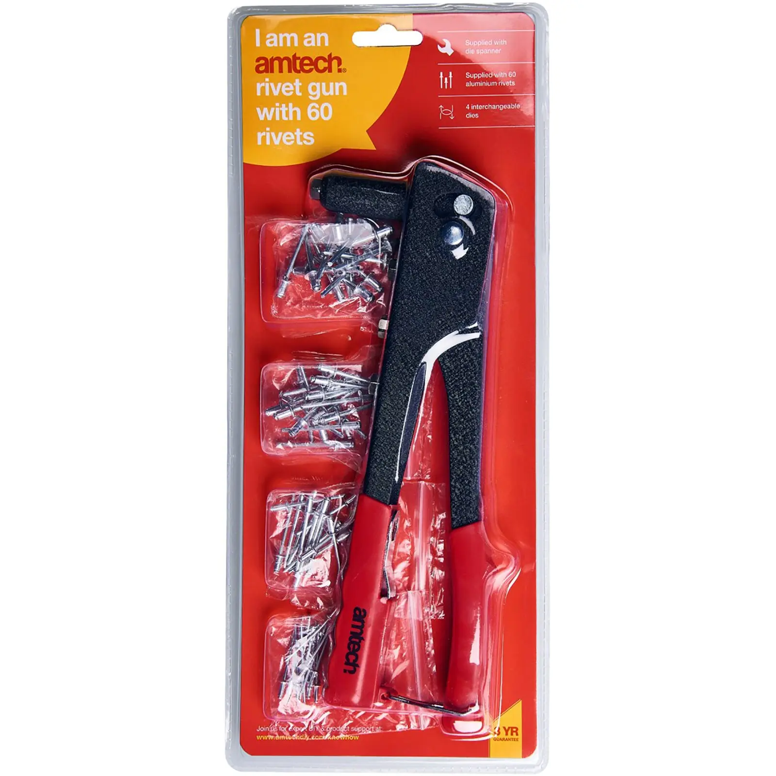 Amtech Hand Rivet Gun with 60 Rivets - Image 2