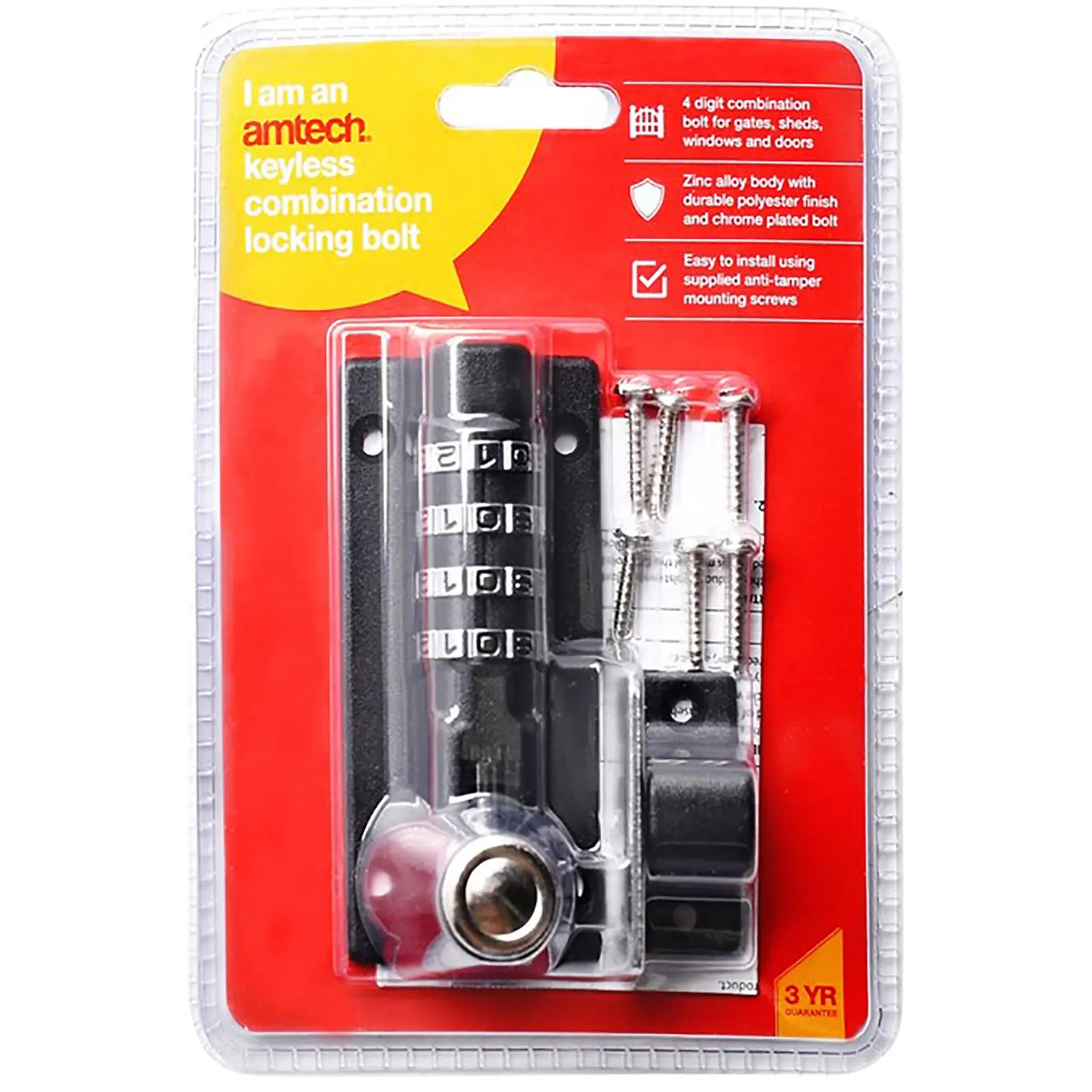 Amtech Keyless Combination Locking Bolt 4 Digit - Image 3