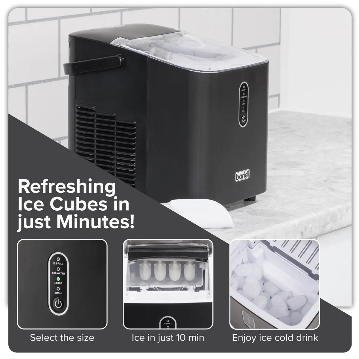 Baridi 12kg in 24hr Ice Cube Maker with LED Display & 10 Minute Freeze - DH52 - Image 12