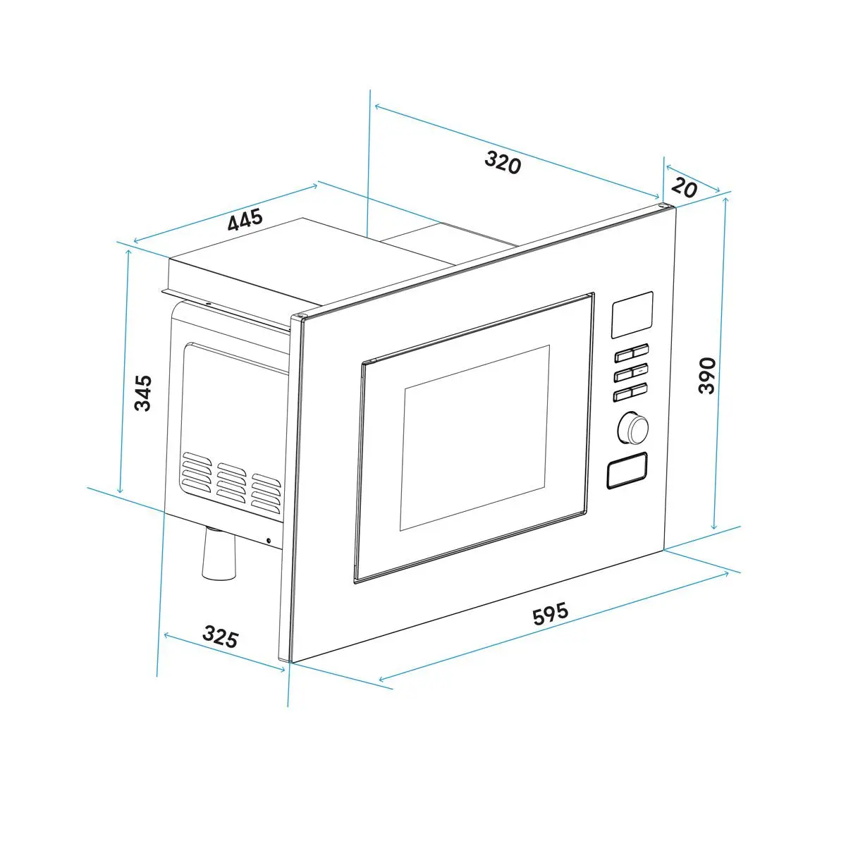 Baridi 20L Integrated Microwave Oven, 800W, Stainless Steel - Image 3