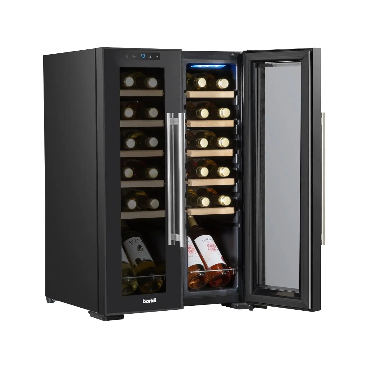 Baridi 24 Bottle Dual Zone Wine Cooler, Fridge, Touch Screen, LED Light Black and Mirror Glass Door - Image 12