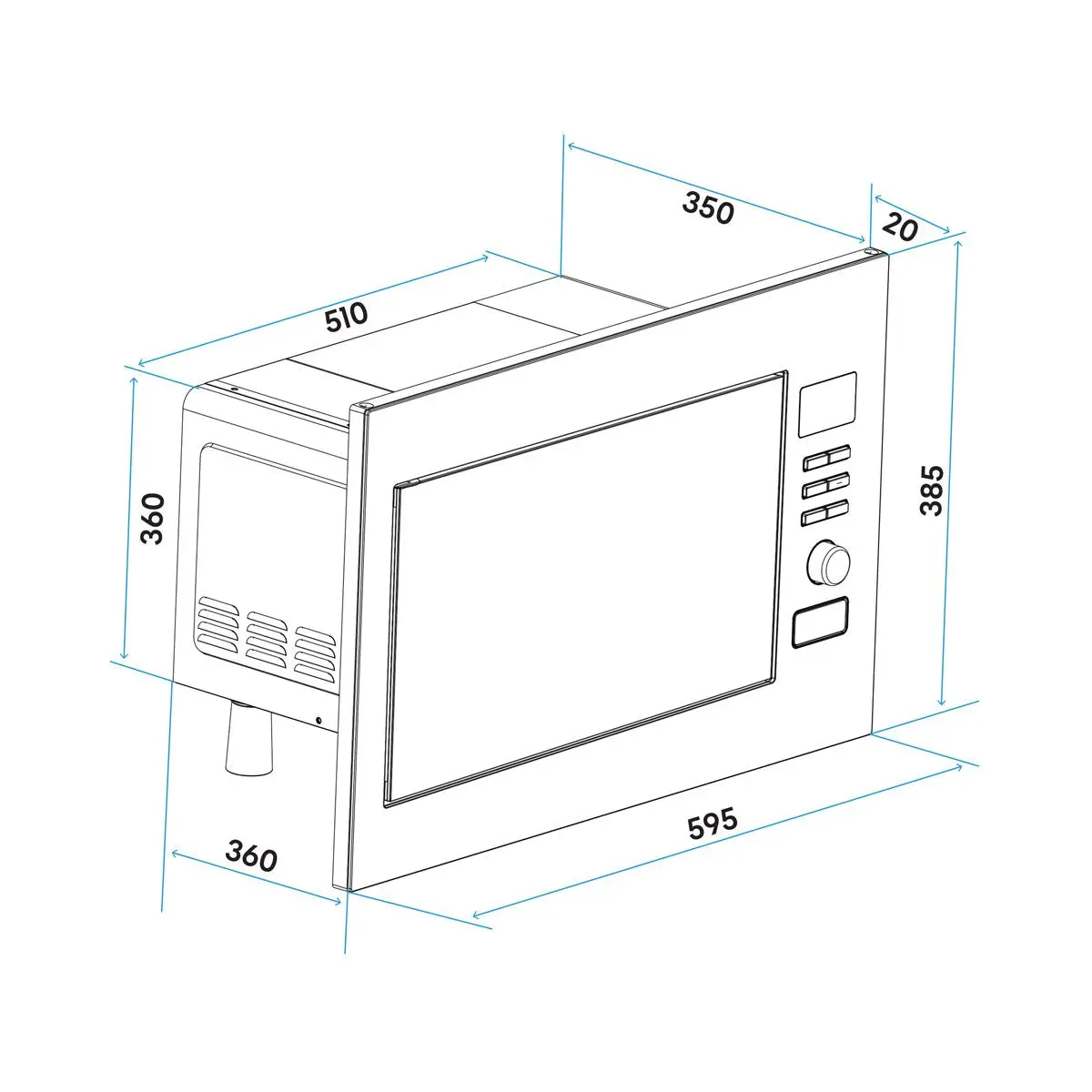 Baridi 25L Integrated Microwave Oven with Grill, 900W, Stainless Steel - Image 2