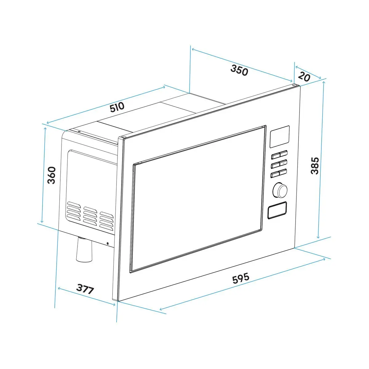 Baridi 25L Integrated Microwave Oven with Grill, 900W, Stainless Steel - Image 3