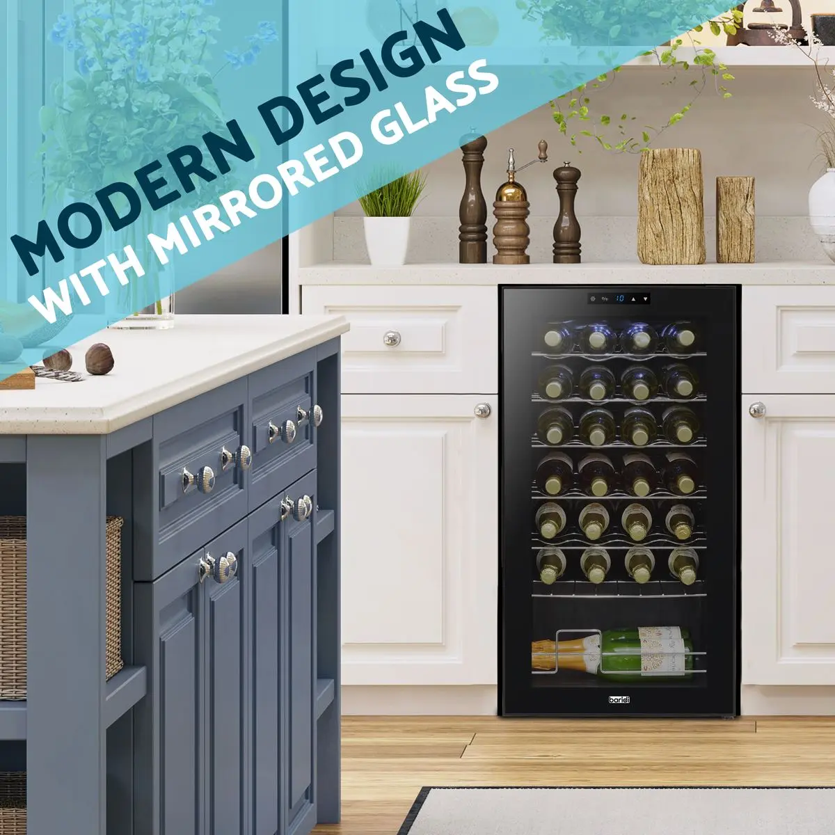 Baridi 28 Bottle Wine Fridge with Digital Touchscreen Controls & LED Light, Black - Image 2