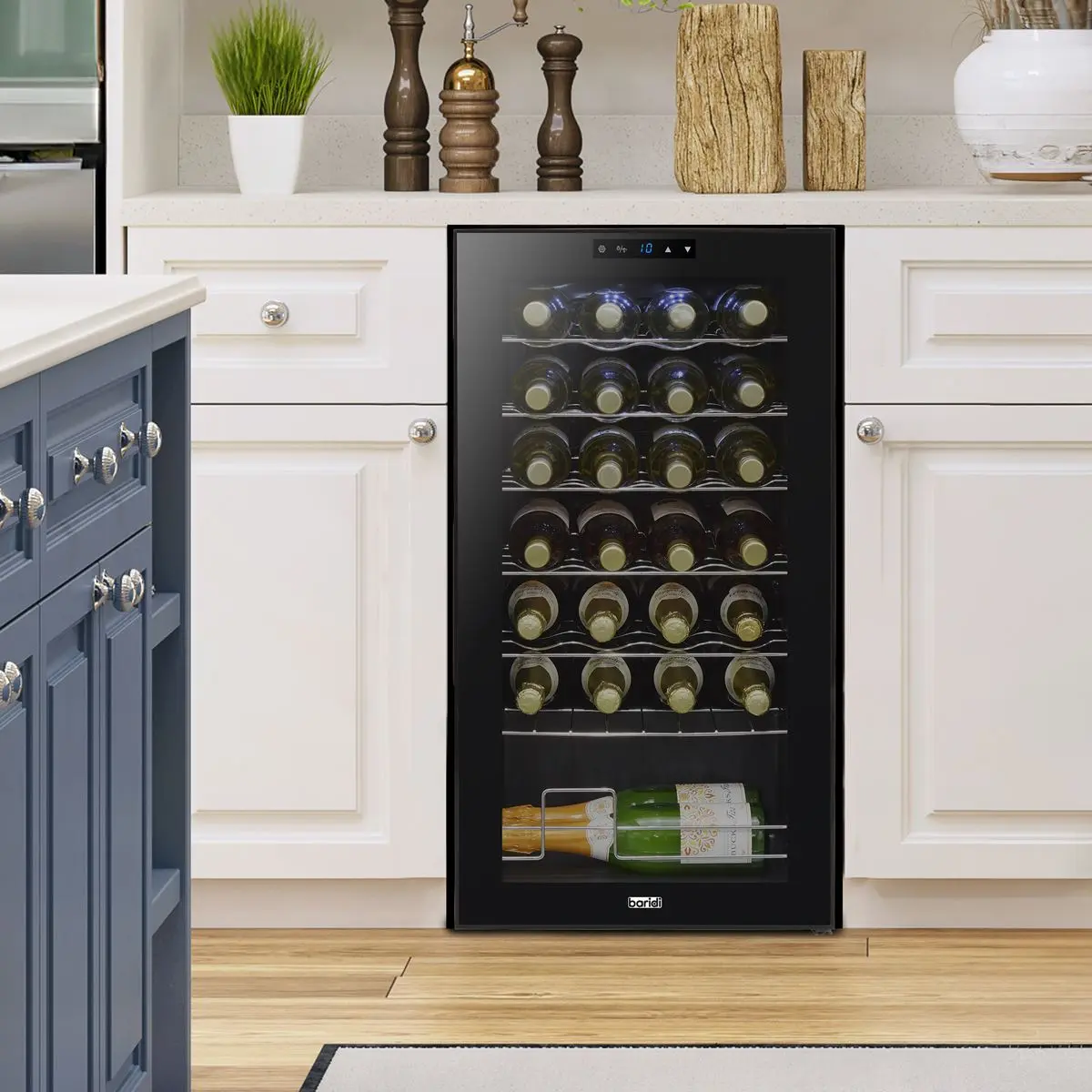 Baridi 28 Bottle Wine Fridge with Digital Touchscreen Controls & LED Light, Black - Image 3