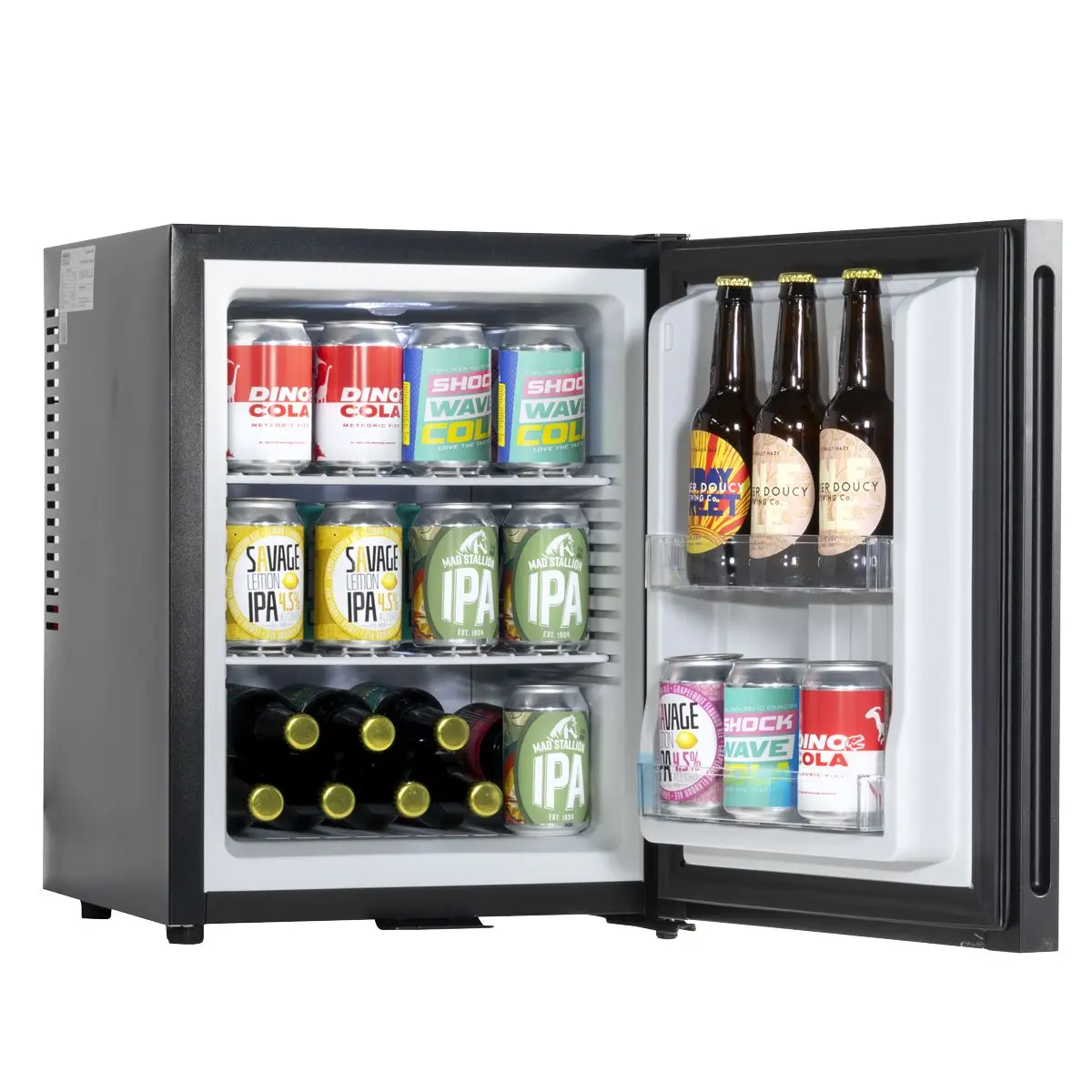 Baridi 35L Ultra Quiet Drinks & Wine Mini Cooler Fridge with LED Light, Black