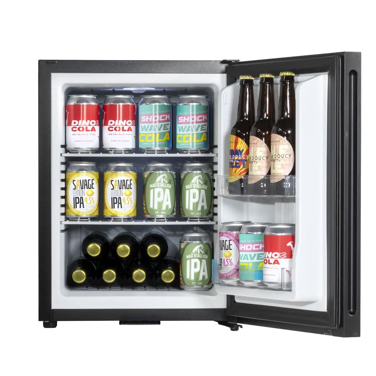 Baridi 35L Ultra Quiet Drinks & Wine Mini Cooler Fridge with LED Light, Black - Image 4
