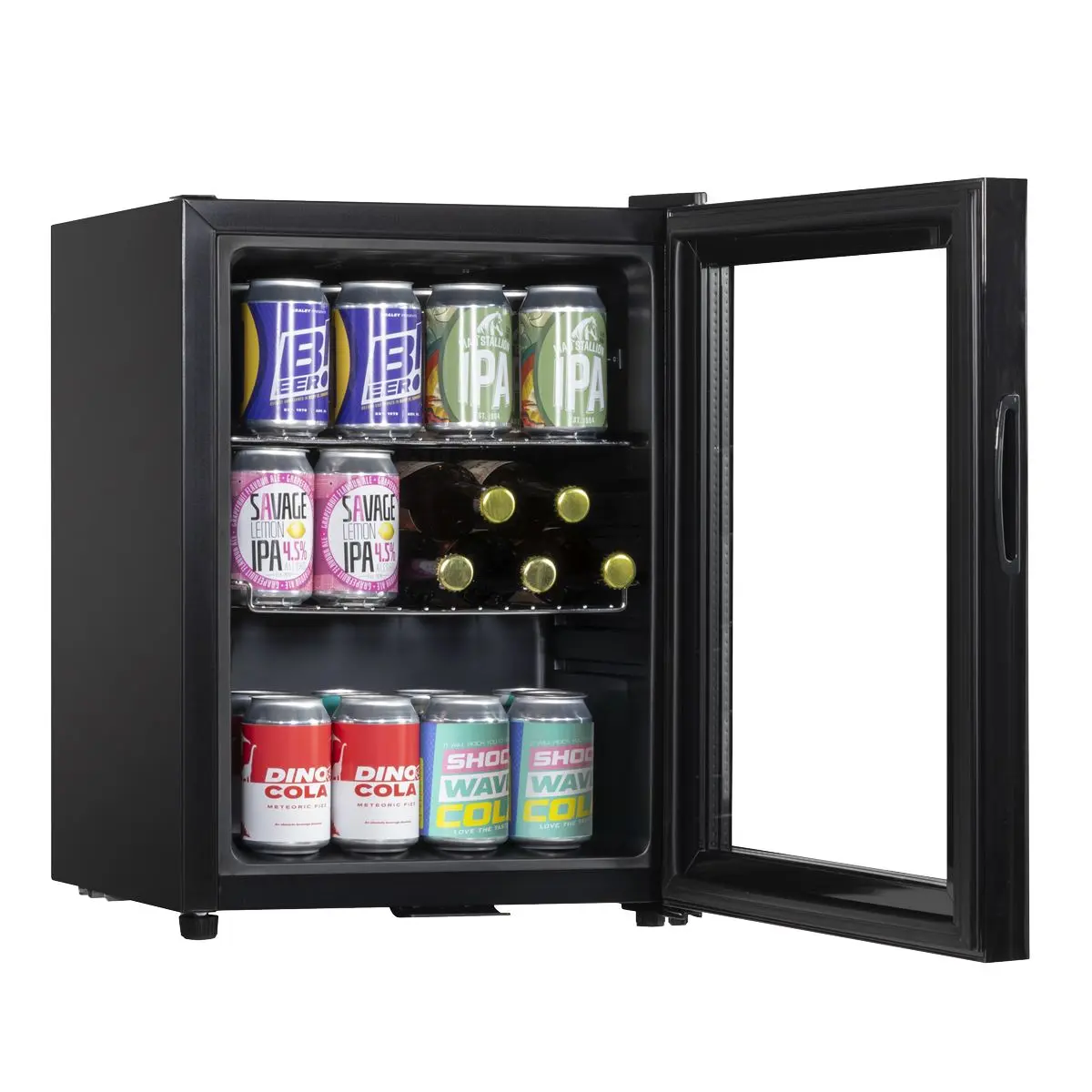 Baridi 40L Drinks Mini Fridge with LED Light, Black and Glass Door - Image 5