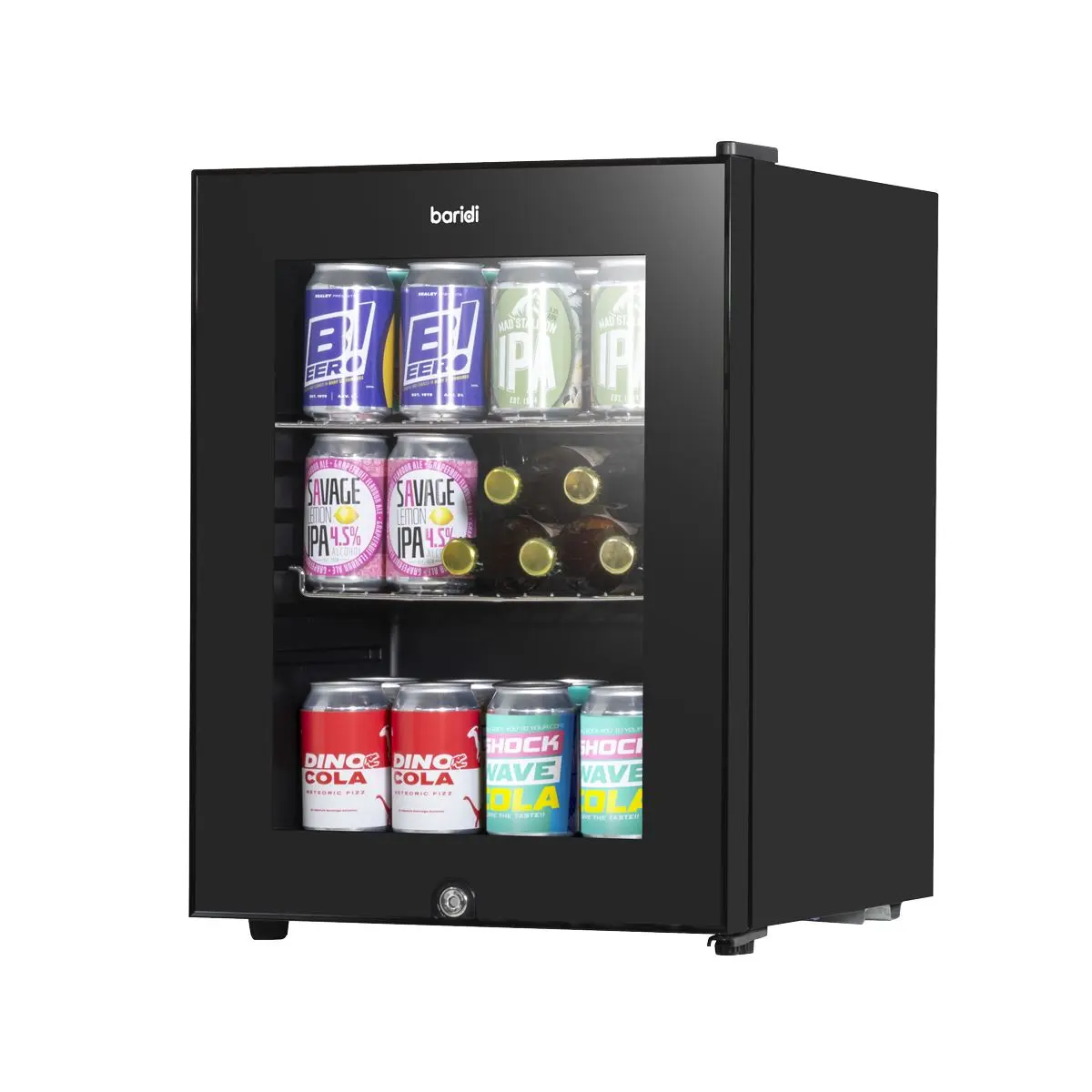 Baridi 40L Drinks Mini Fridge with LED Light, Black and Glass Door - Image 8