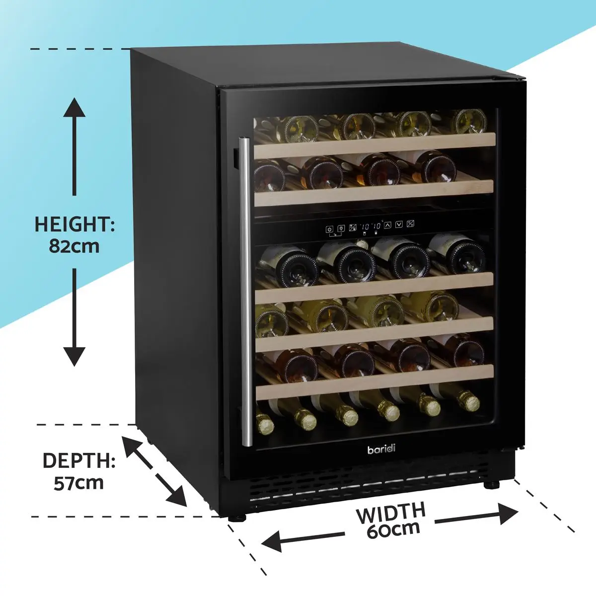 Baridi 46 Bottle Wine Cellar Fridge with Digital Touch Screen Controls, Black - Image 17