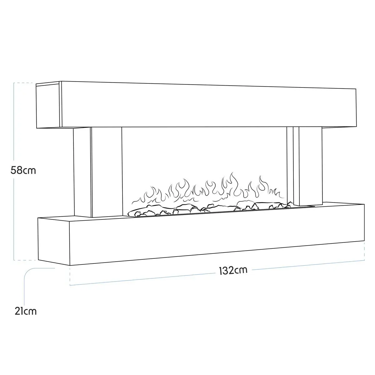 Baridi Wall Mounting Electric Fireplace with LED Flame Effect 52" - Grey - Image 15