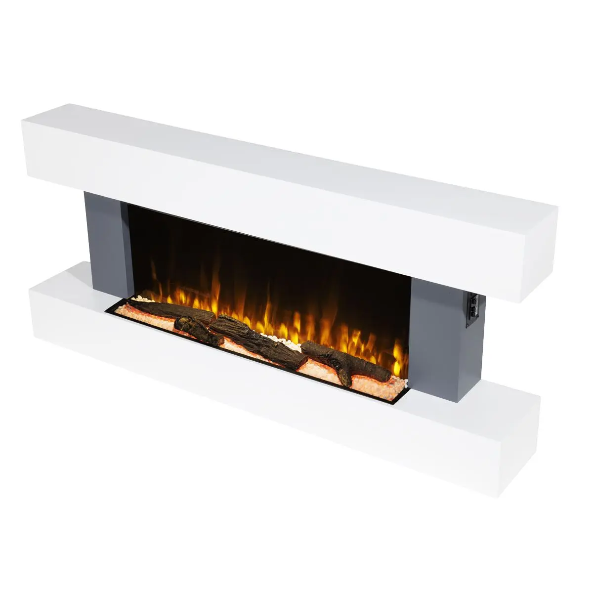 Baridi Wall Mounting Electric Fireplace with LED Flame Effect 52" - Grey - Image 4