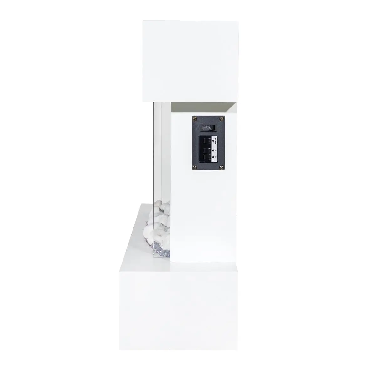 Baridi 46” Wall Mounting 1000W/2000W Electric Fireplace with LED Flame Effects, Side Glass Decoration and Pebble Accessories, White - Image 6