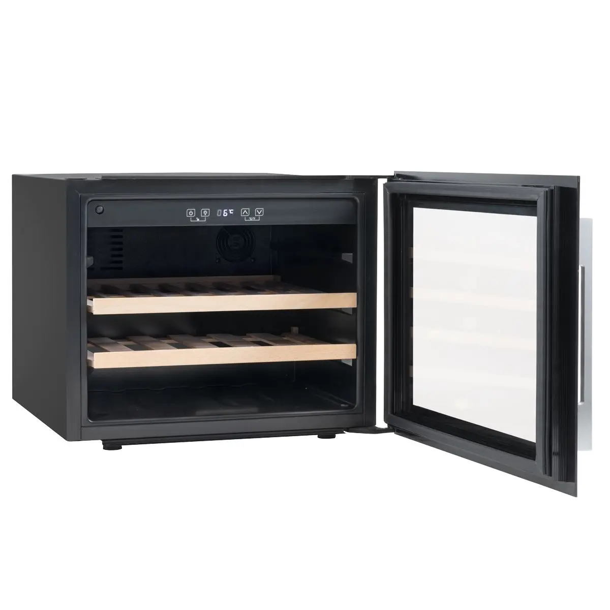 Baridi 60cm Built-In 28 Bottle Wine Cooler with Beech Wood Shelves and Internal LED Light, Black - Image 10
