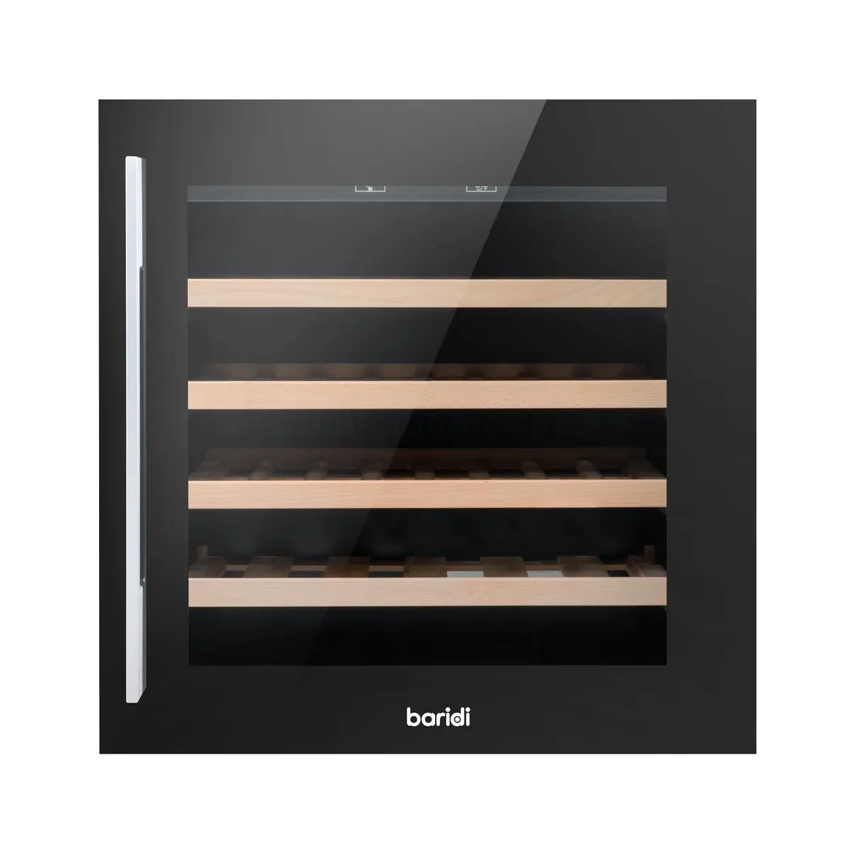 Baridi 60cm Built-In 36 Bottle Wine Cooler with Beech Wood Shelves and Internal LED Light, Black - Image 4
