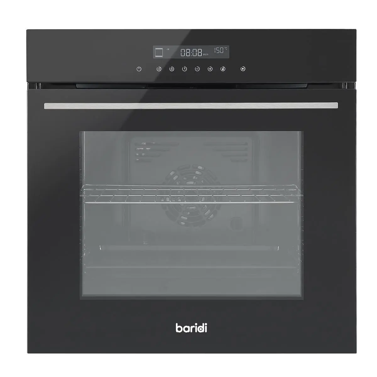 Baridi 60cm Built-In Fan Assisted, Single, Integrated 10 Function Electric Oven, Touchscreen Controls, 72L Capacity, Black - Image 3