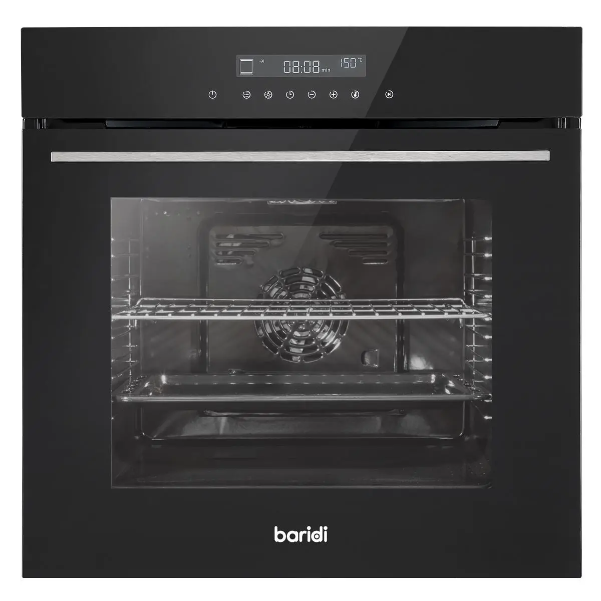 Baridi 60cm Built-In Fan Assisted, Single, Integrated 10 Function Electric Oven, Touchscreen Controls, 72L Capacity, Black - Image 5