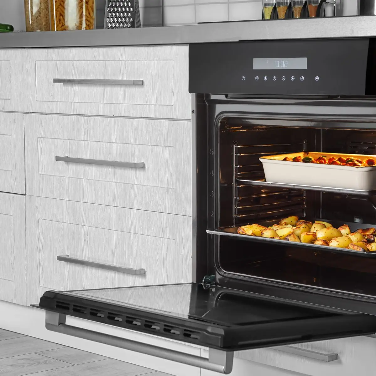 Baridi 60cm Built-In Fan Assisted, Single, Integrated 10 Function Electric Oven, Touchscreen Controls, 72L Capacity, Black - Image 8