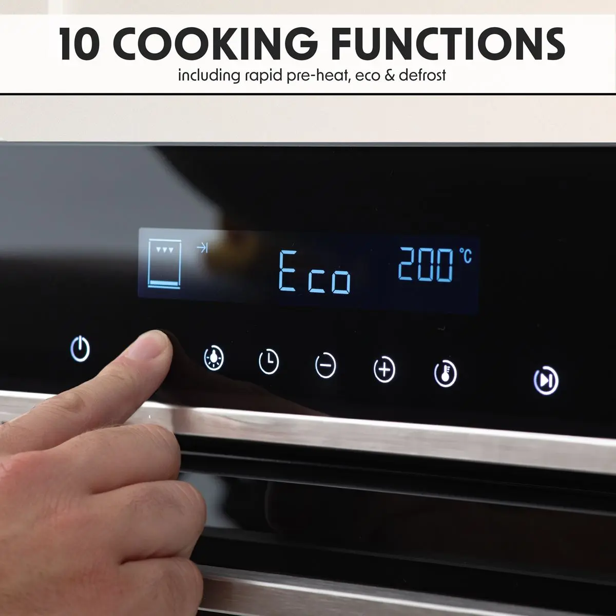Baridi 60cm Built-In Fan Assisted, Single, Integrated 10 Function Electric Oven, Touchscreen Controls, 72L Capacity, Black/Stainless Steel - Image 12