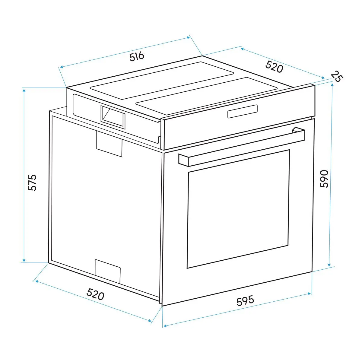 Baridi 60cm Built-In Five Function Fan Assisted Oven, 55L Capacity, Stainless Steel - Image 4