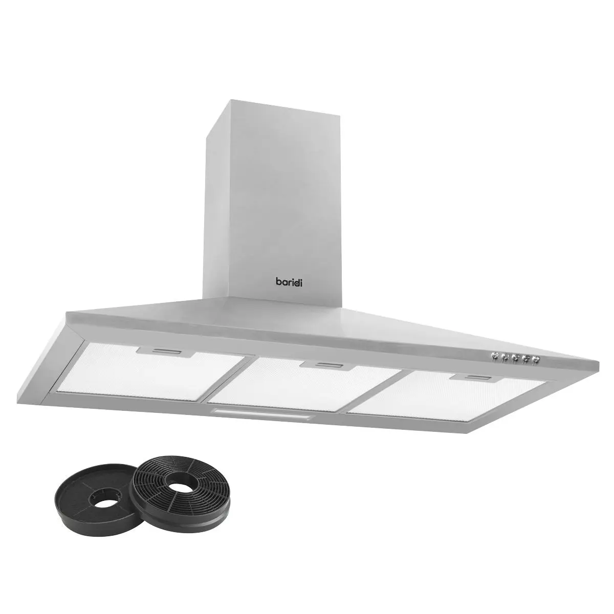 Baridi 60cm Curved Glass Cooker Hood with Carbon Filters, LED Lights, Stainless Steel - Image 12