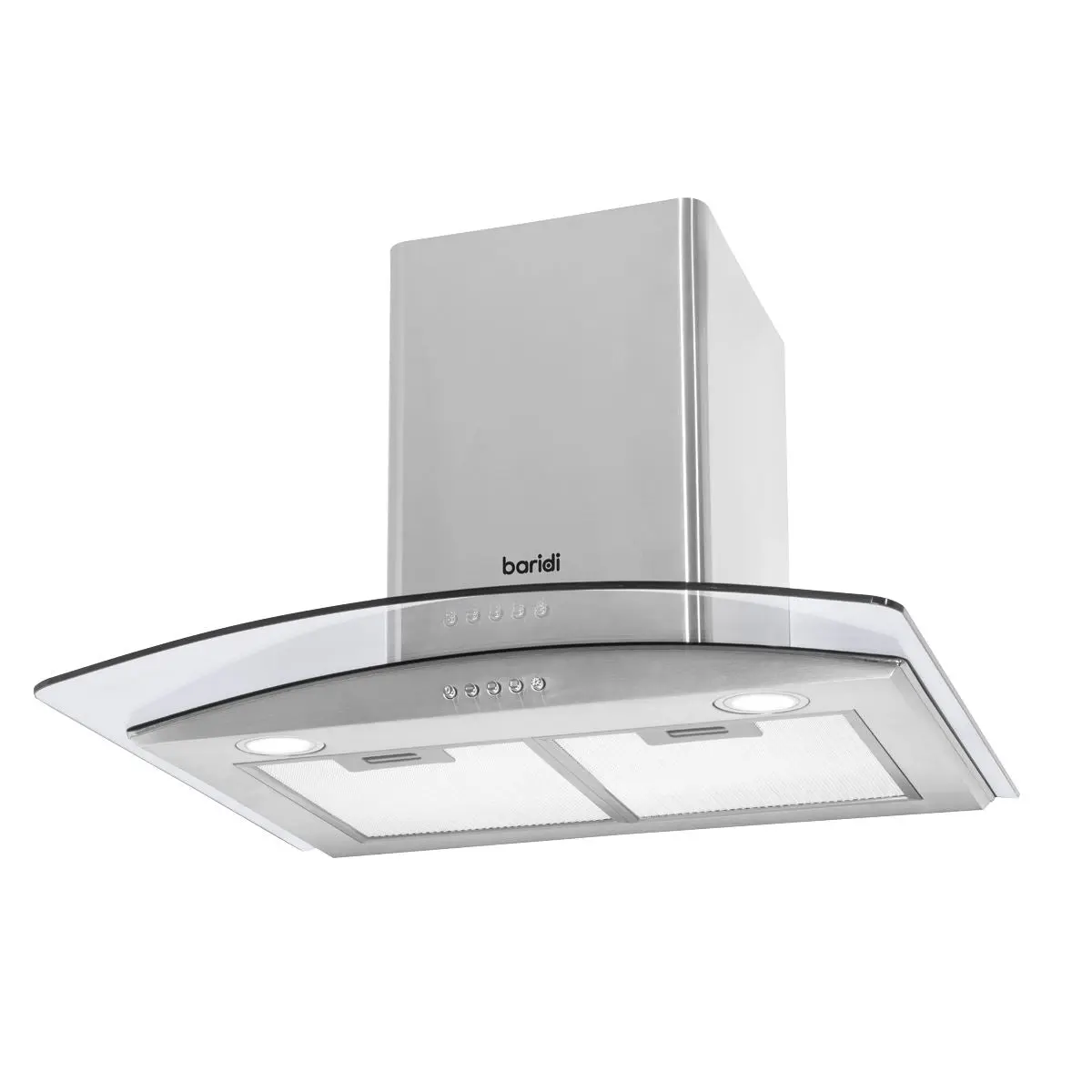 Baridi 60cm Curved Glass Cooker Hood with Carbon Filters, LED Lights, Stainless Steel - Image 5