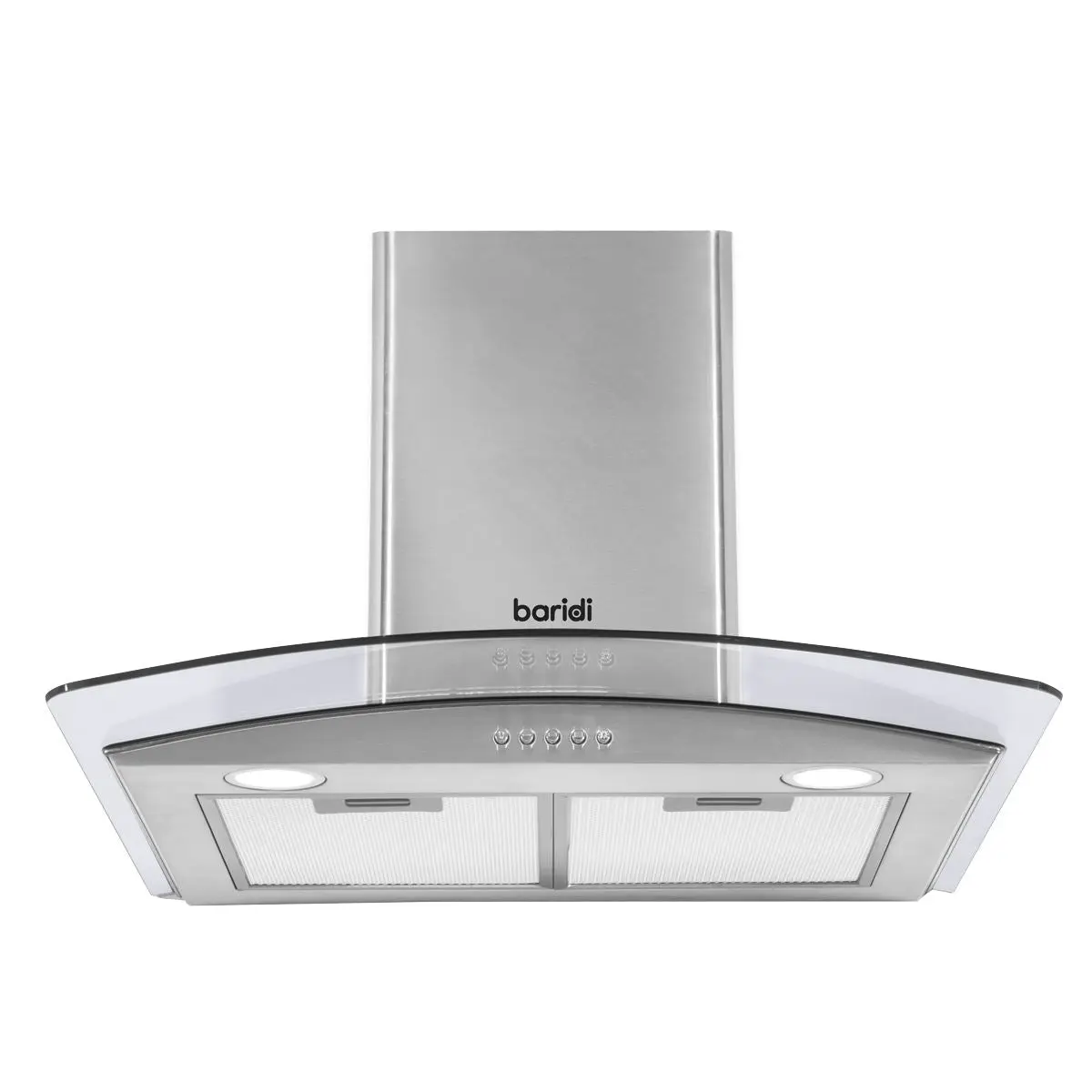 Baridi 60cm Curved Glass Cooker Hood with Carbon Filters, LED Lights, Stainless Steel - Image 7