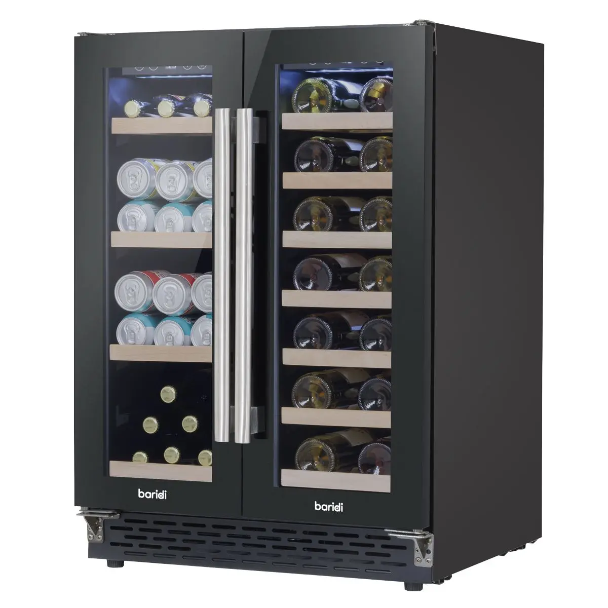 Baridi 60cm Dual Zone Wine Cooler and Drinks Fridge 40 Bottle/120 Can Built-In Under Counter/Freestanding Glass Fronted Bar Drinks Fridge Chiller - Image 2