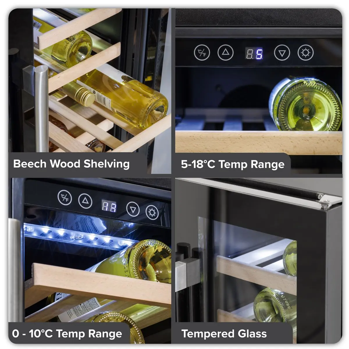 Baridi 60cm Dual Zone Wine Cooler and Drinks Fridge 40 Bottle/120 Can Built-In Under Counter/Freestanding Glass Fronted Bar Drinks Fridge Chiller - Image 25