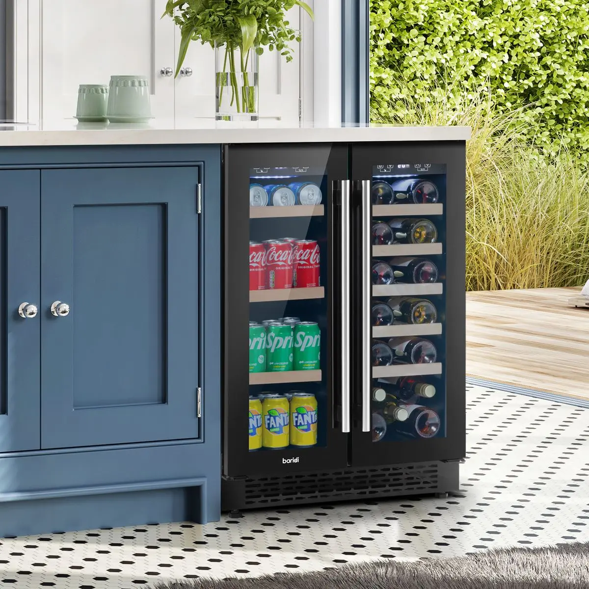 Baridi 60cm Dual Zone Wine Cooler and Drinks Fridge 40 Bottle/120 Can Built-In Under Counter/Freestanding Glass Fronted Bar Drinks Fridge Chiller - Image 27