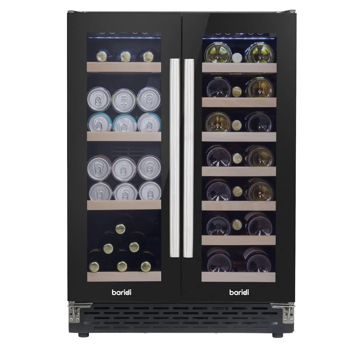 Baridi 60cm Dual Zone Wine Cooler and Drinks Fridge 40 Bottle/120 Can Built-In Under Counter/Freestanding Glass Fronted Bar Drinks Fridge Chiller - Image 4