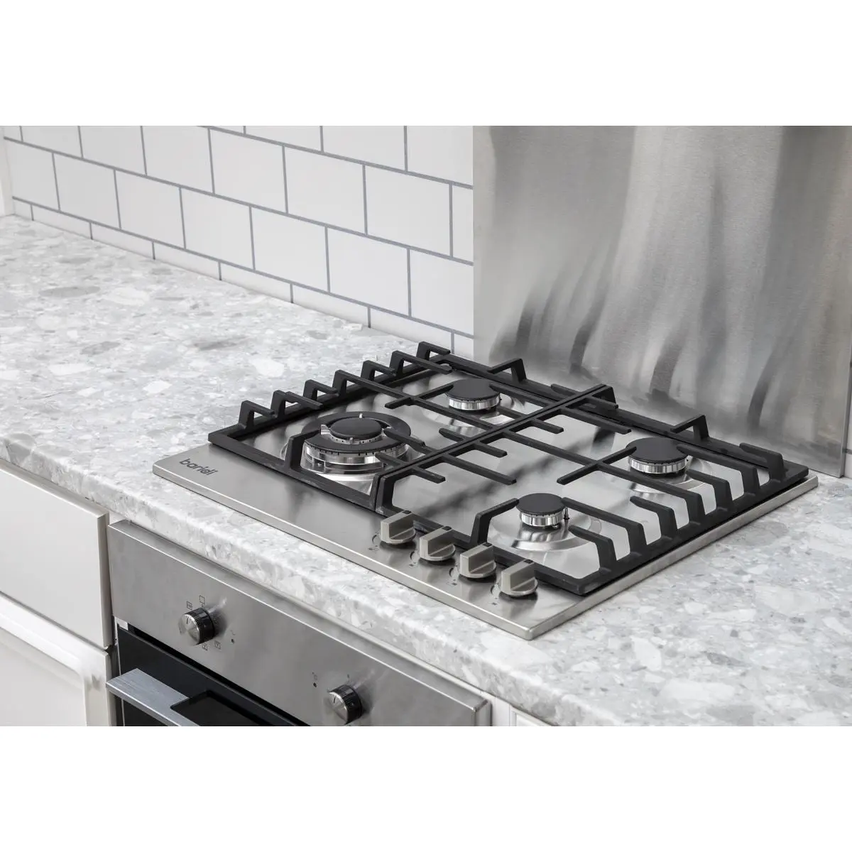 Baridi 60cm Gas Hob, 4 Burner and Cast Iron Pan Supports, Stainless Steel - Image 3