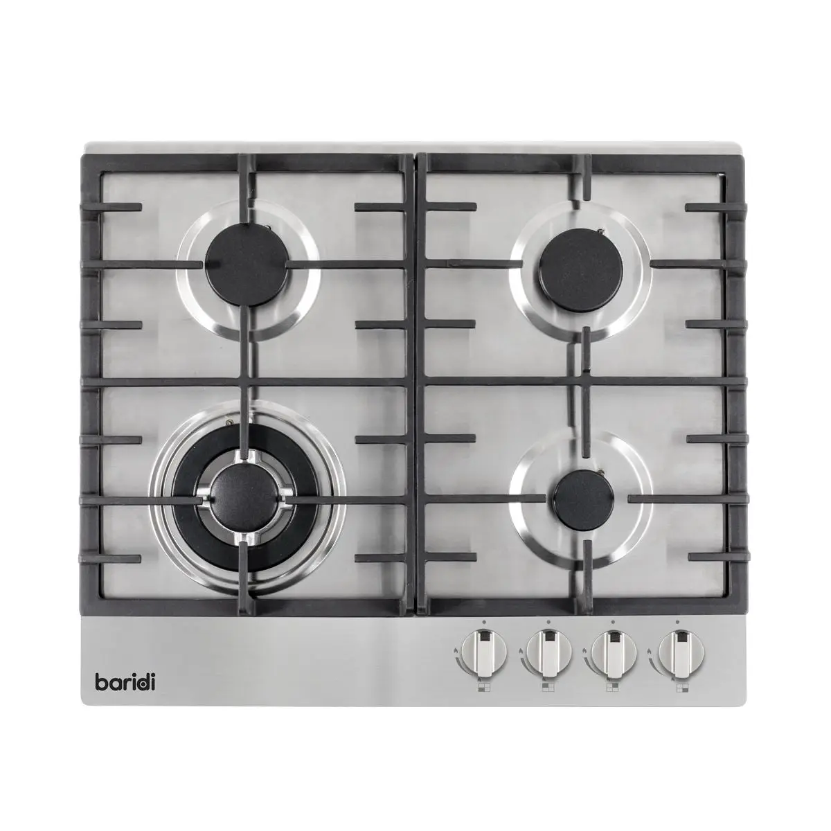 Baridi 60cm Gas Hob, 4 Burner and Cast Iron Pan Supports, Stainless Steel - Image 8