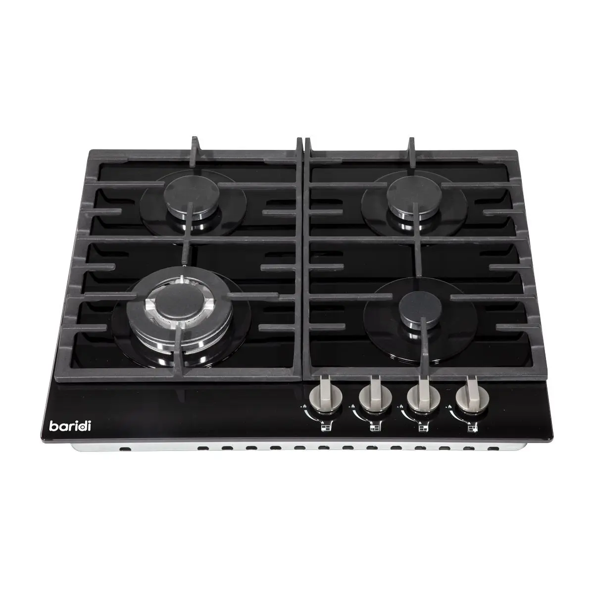 Baridi 60cm Gas on Glass Hob, 4 Burner and Cast Iron Pan Supports, Black Glass - Image 6