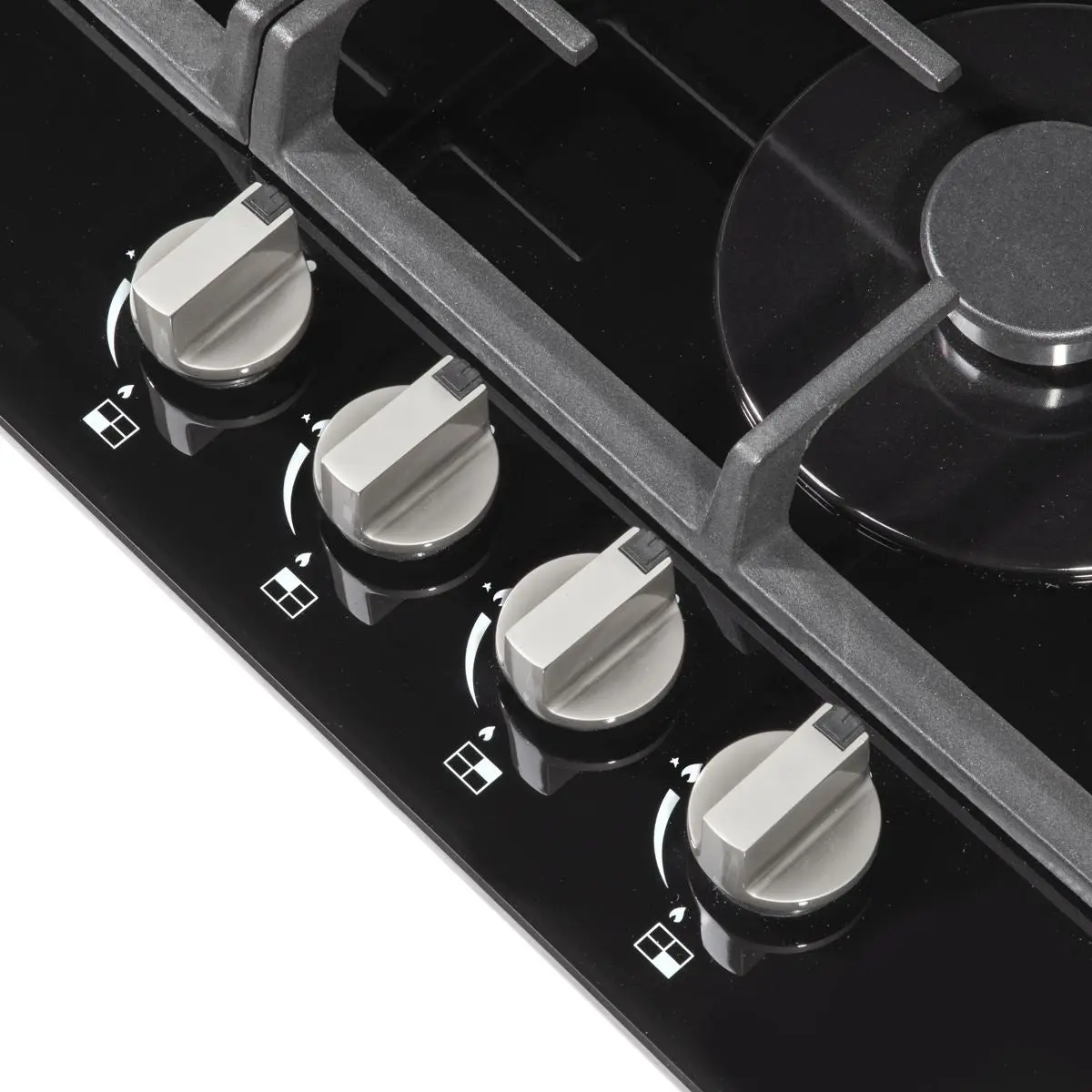 Baridi 60cm Gas on Glass Hob, 4 Burner and Cast Iron Pan Supports, Black Glass - Image 8