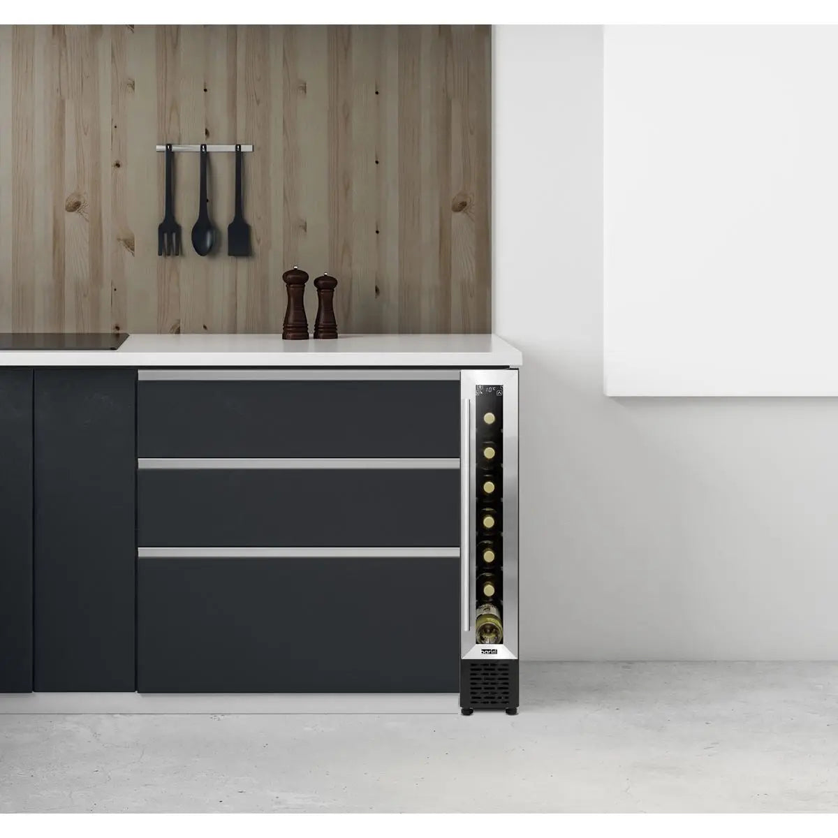 Baridi 7 Bottle 15cm Slim Wine Cooler with Digital Touchscreen Controls, Stainless Steel - Image 3