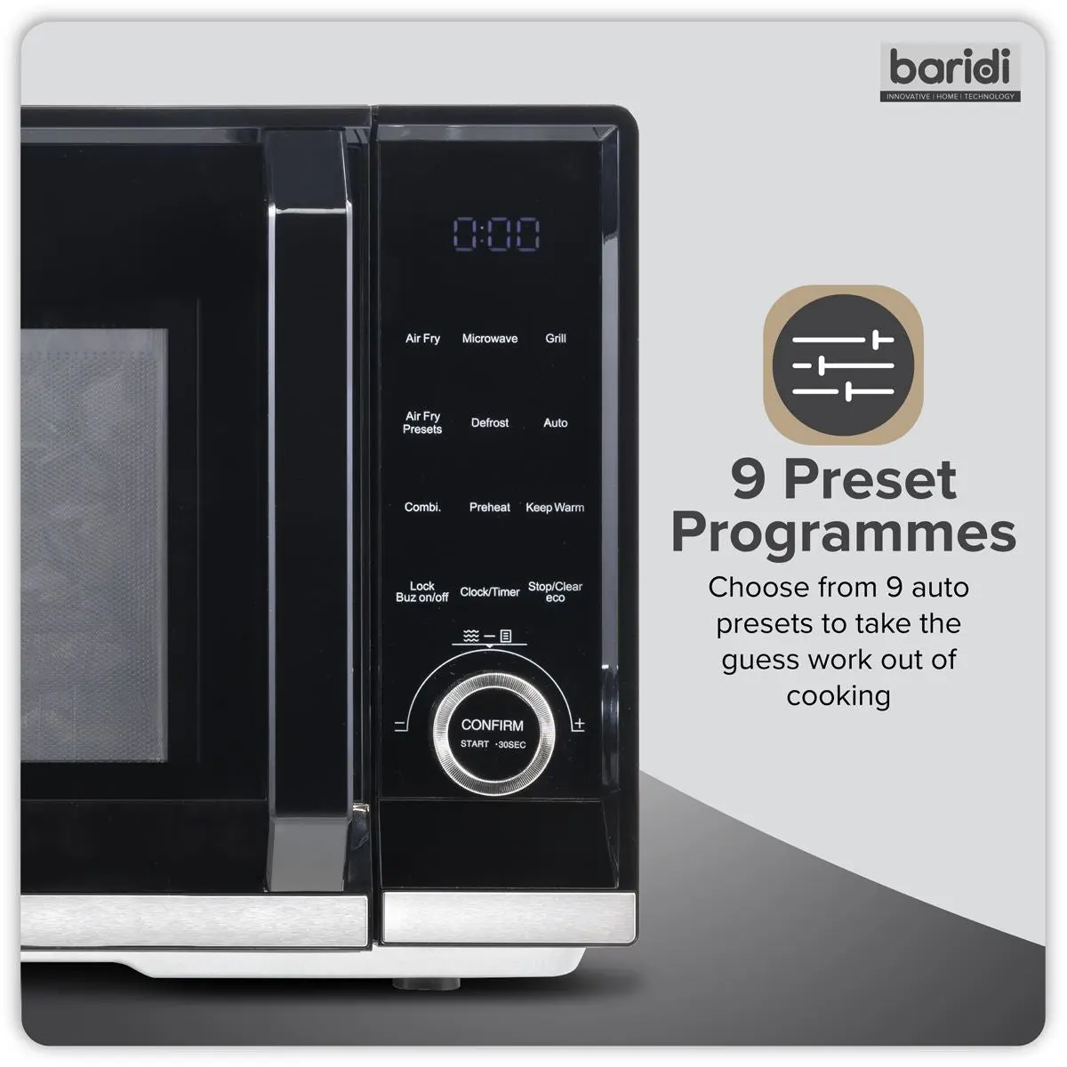 Baridi 7-in-1 Air Fryer Microwave & Grill, 28L Capacity - Black - Image 16