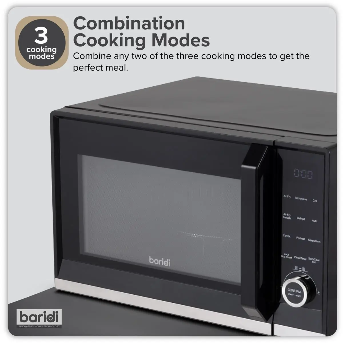Baridi 7-in-1 Air Fryer Microwave & Grill, 28L Capacity - Black - Image 18