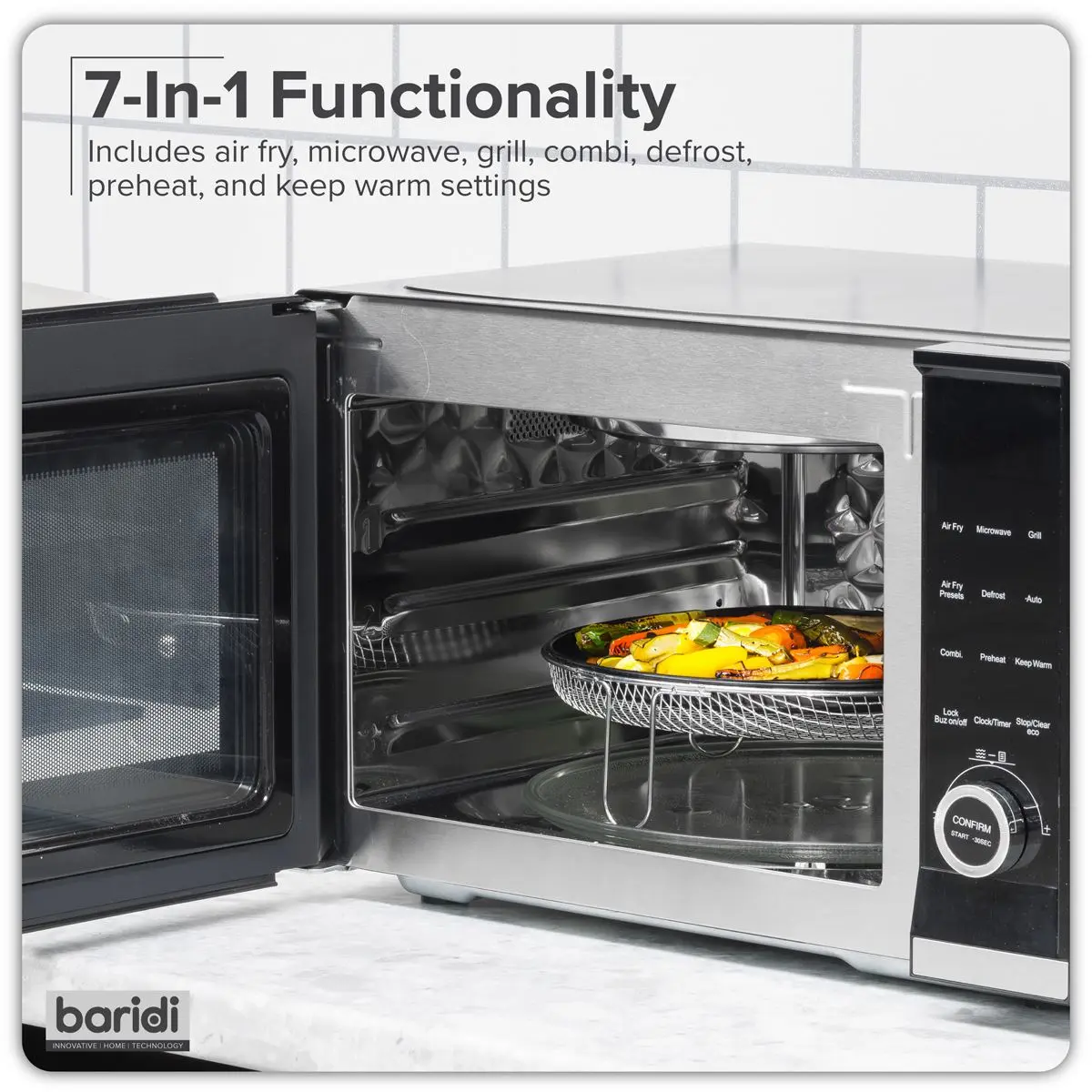 Baridi 7-in-1 Air Fryer Microwave & Grill, 28L Capacity - Black - Image 21