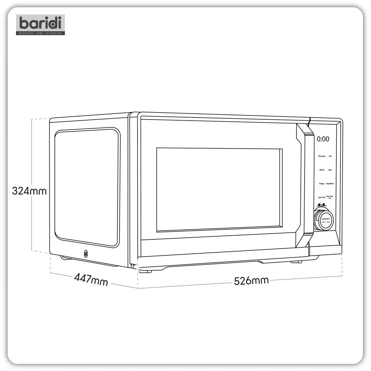 Baridi 7-in-1 Air Fryer Microwave & Grill, 28L Capacity - Black - Image 23