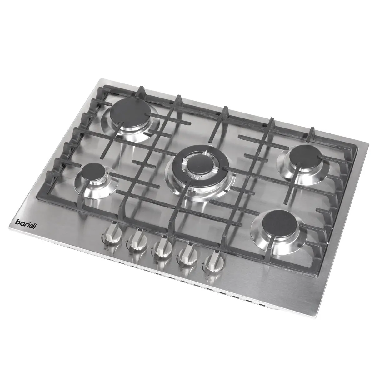 Baridi 70cm Gas Hob, 5 Burner and Cast Iron Pan Supports, Stainless Steel - Image 4