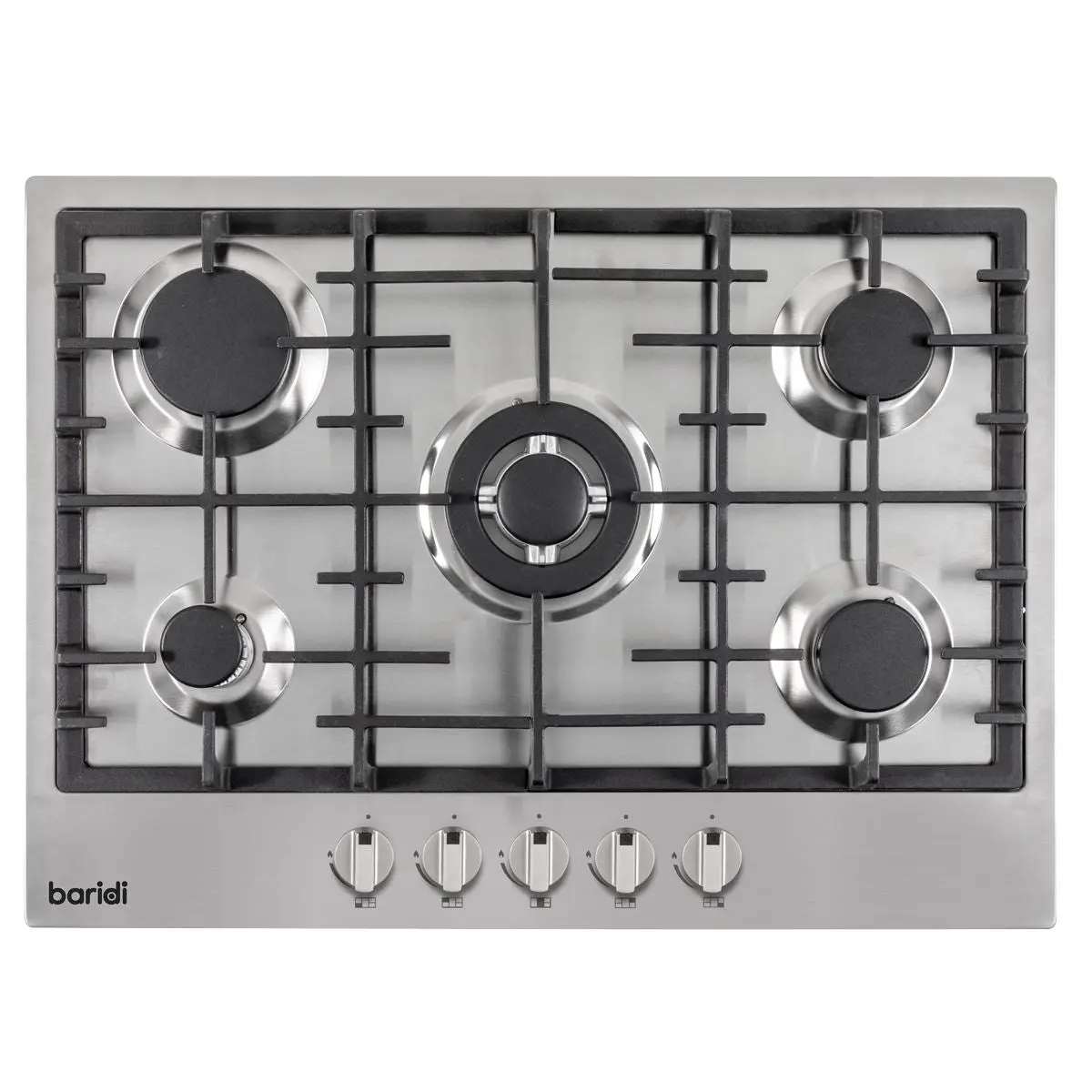 Baridi 70cm Gas Hob, 5 Burner and Cast Iron Pan Supports, Stainless Steel - Image 7