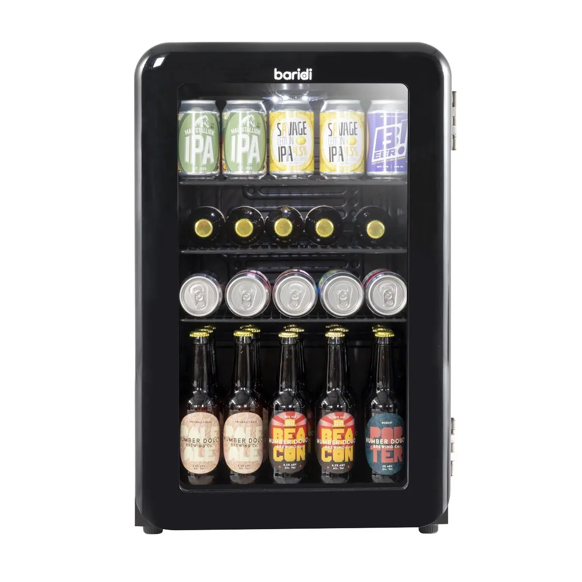 Baridi 70L Under Counter Drinks/Beer & Wine Cooler Fridge, Retro Style, Black - Image 2