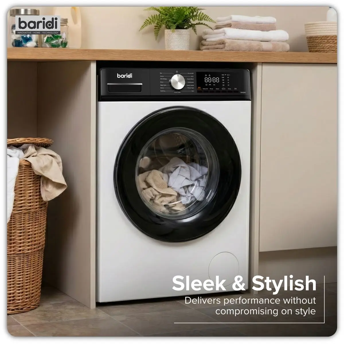 Baridi 8kg Washing Machine, Front Loading, 1400rpm Energy Rating A – White - Image 3